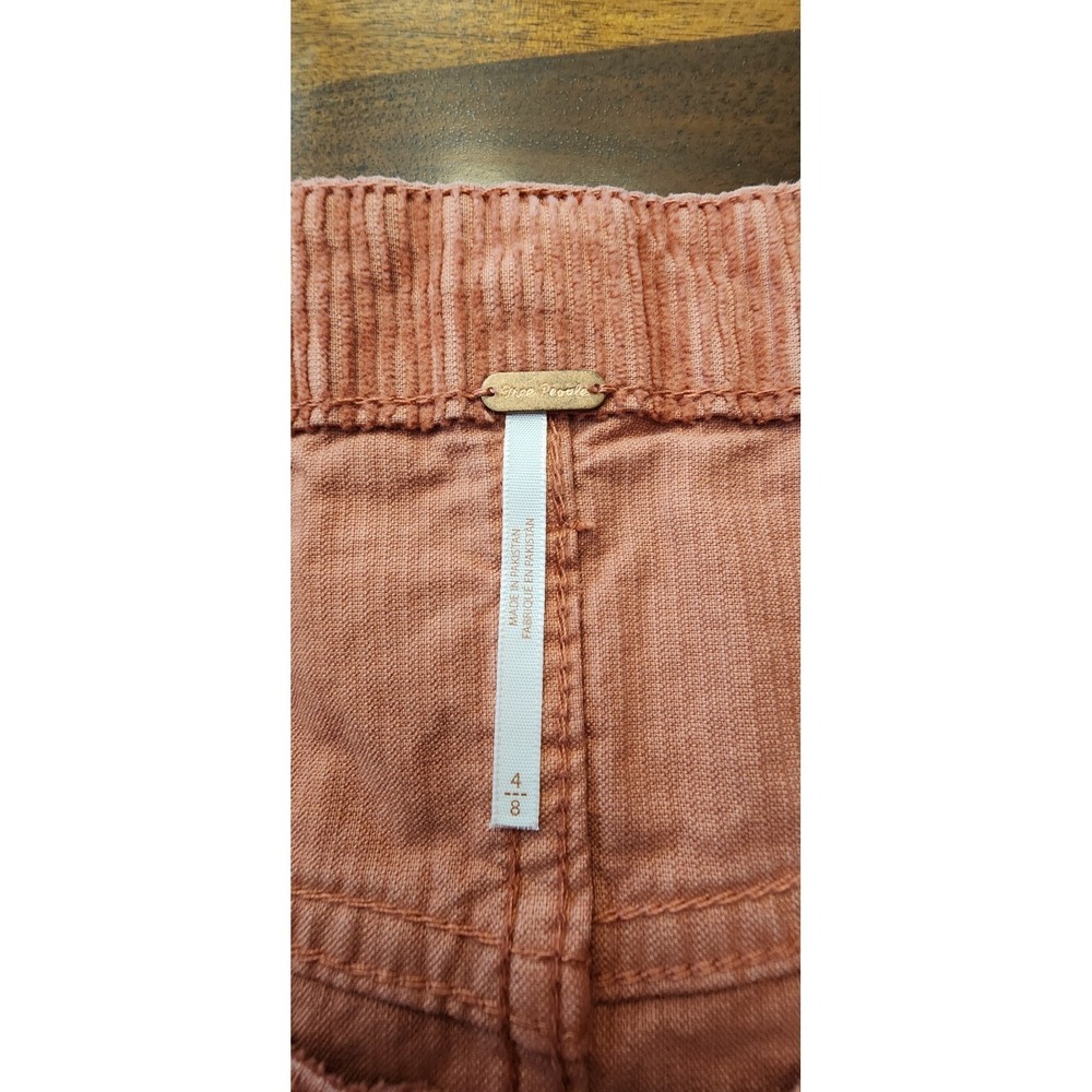 Free People Corduroy Mini Skirt Burnt Orange Button Front A-Line Size 4 sku18 - Picture 4 of 13